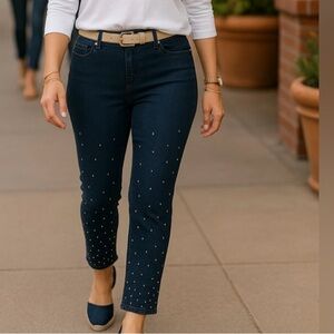 HSN Diane Gilman D2. studded straight crop dark denim. NWT size 6
